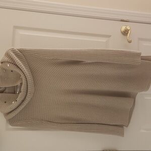 Apt. 9 Cozy Beige Asymmetrical Sweater Removable Collar Medium